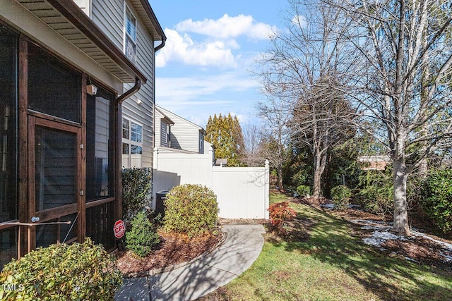 view of yard with fence