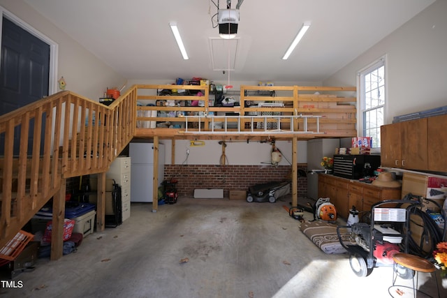 garage with a garage door opener