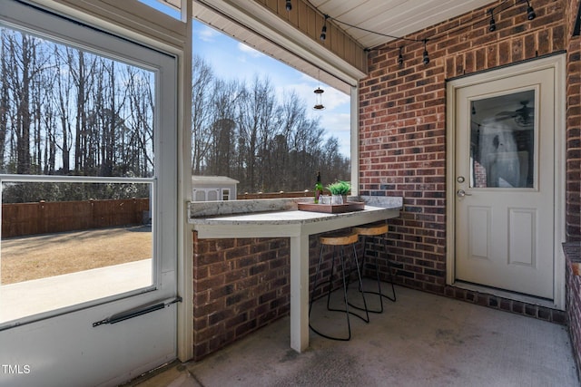 view of patio featuring a bar