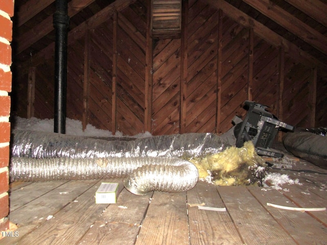 view of unfinished attic