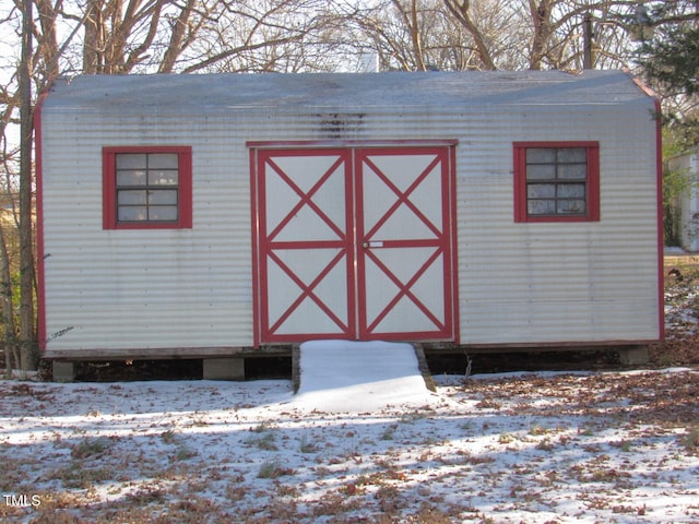 view of snow covered structure