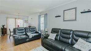 living room with wood-type flooring