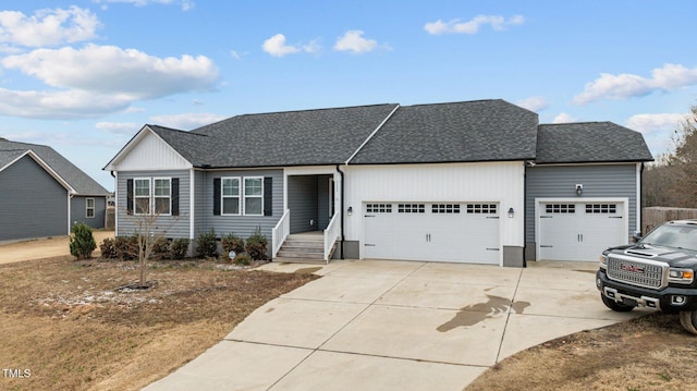 single story home with a garage