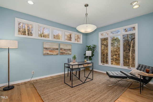 home office with light wood-type flooring