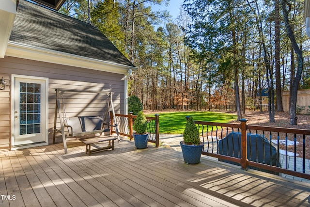 deck with a lawn