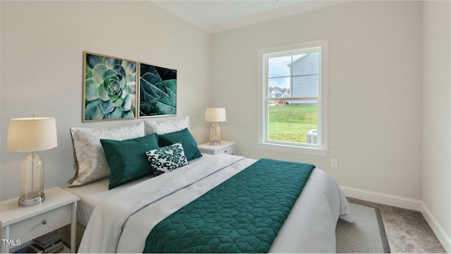 carpeted bedroom with multiple windows