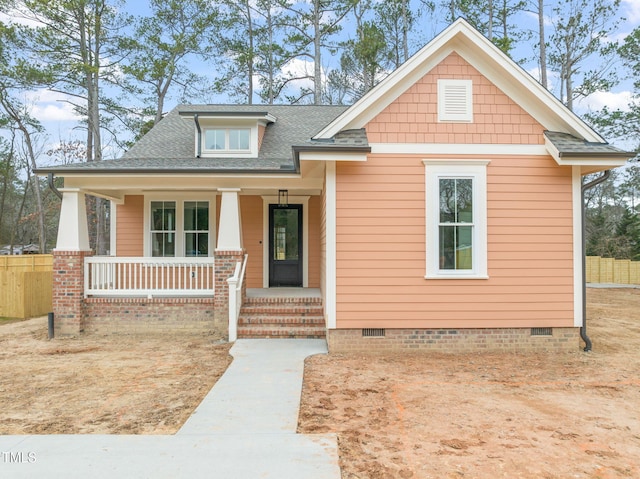 view of front facade featuring a porch