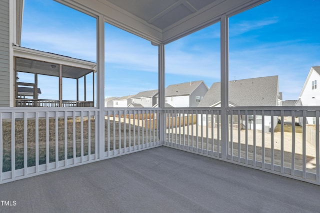 view of unfurnished sunroom