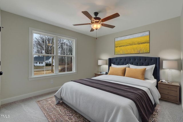 bedroom with carpet and ceiling fan