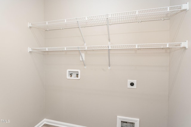 laundry room featuring hookup for an electric dryer and hookup for a washing machine