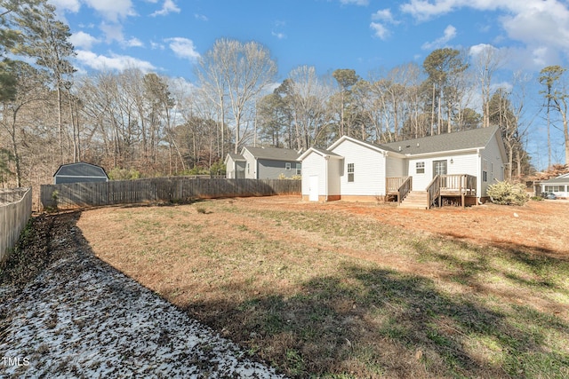 view of yard featuring a deck