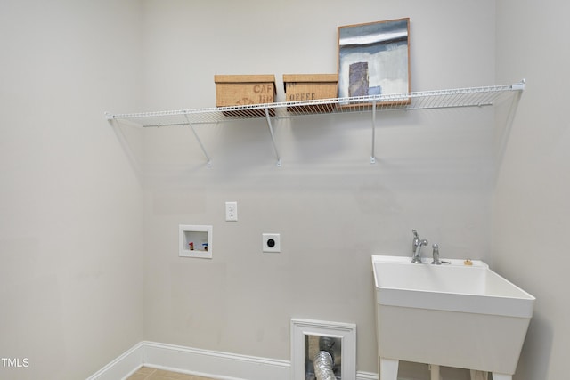 laundry room with sink, hookup for a washing machine, and electric dryer hookup