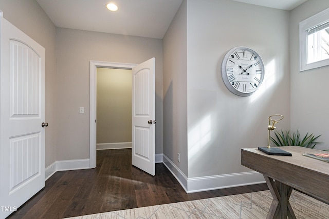 hall featuring dark hardwood / wood-style flooring