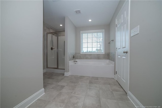 bathroom with plus walk in shower