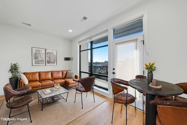 living room featuring light hardwood / wood-style flooring