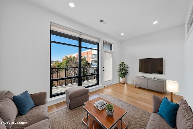 living room featuring hardwood / wood-style flooring