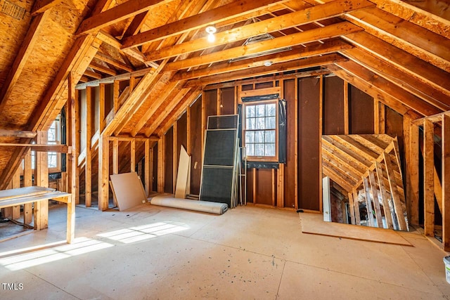 view of unfinished attic