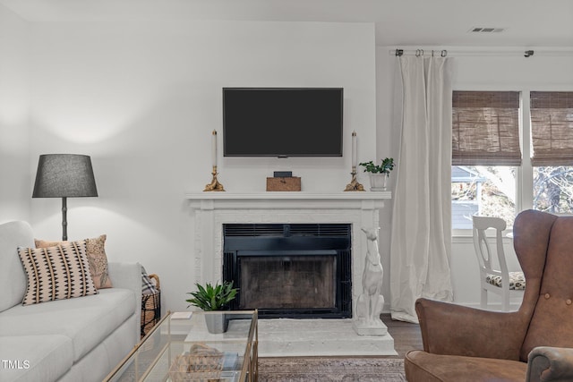 living room with hardwood / wood-style floors