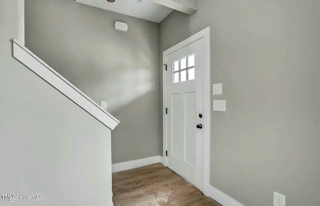 foyer entrance with light wood-type flooring