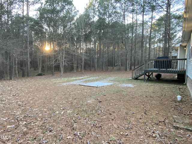 view of yard featuring a deck