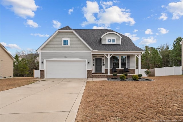 craftsman inspired home with covered porch