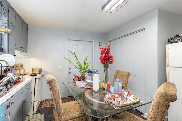 dining room with a textured ceiling