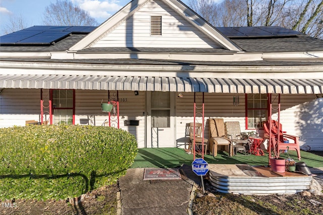 exterior space with solar panels