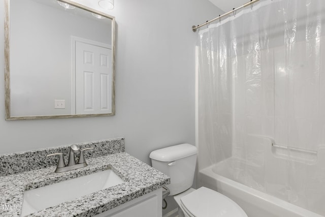 full bathroom featuring vanity, toilet, and shower / bath combo