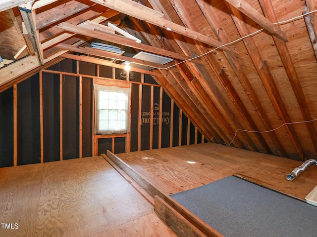 view of unfinished attic