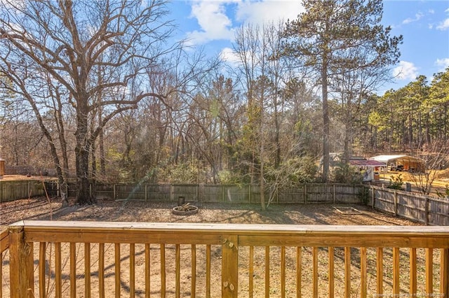 deck with a fire pit