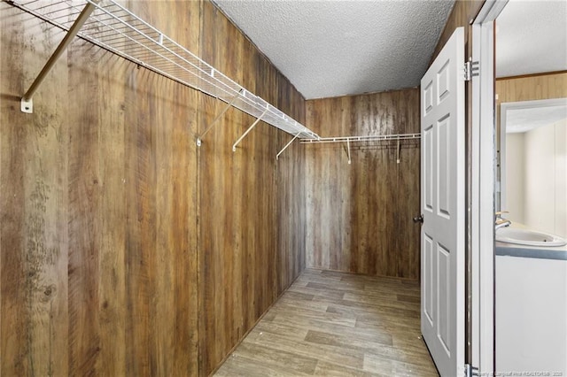 spacious closet featuring light hardwood / wood-style floors