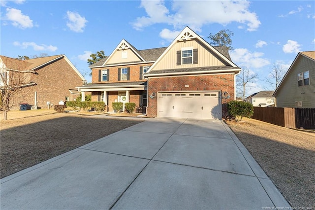 craftsman-style home featuring covered porch and a garage