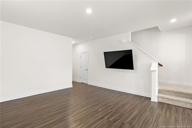 unfurnished living room featuring dark hardwood / wood-style floors