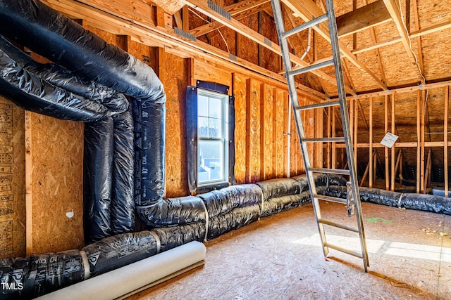 view of unfinished attic