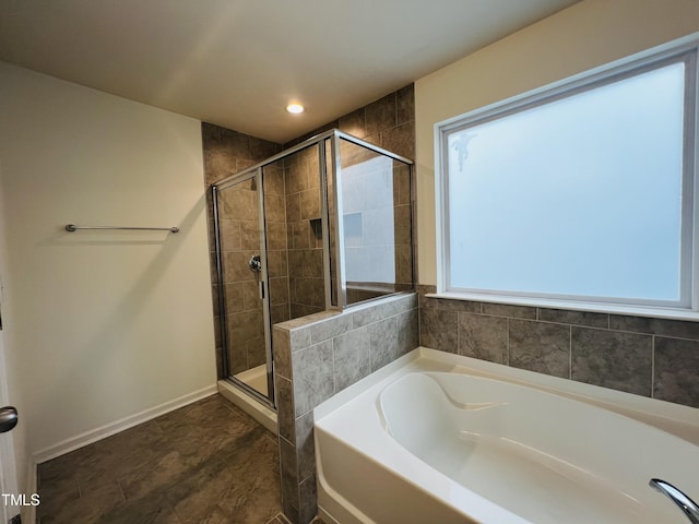 bathroom with plus walk in shower