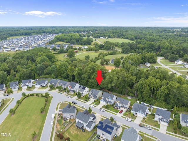 aerial view with a residential view and a forest view