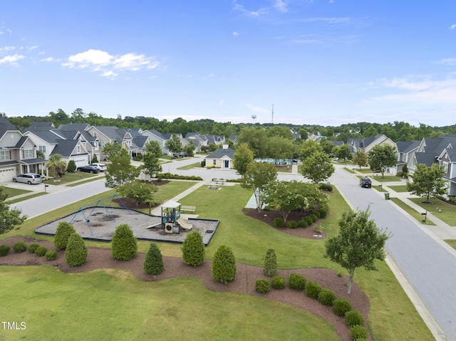 drone / aerial view with a residential view