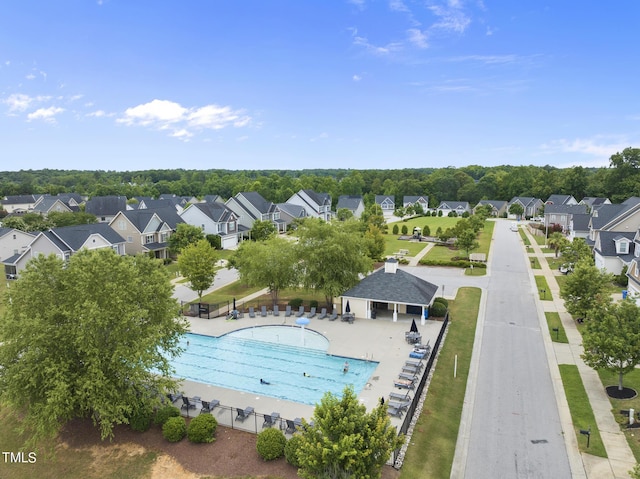 bird's eye view with a residential view