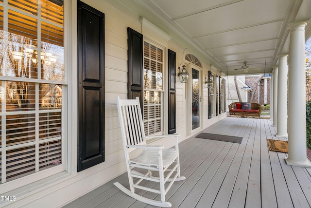 wooden deck featuring a porch