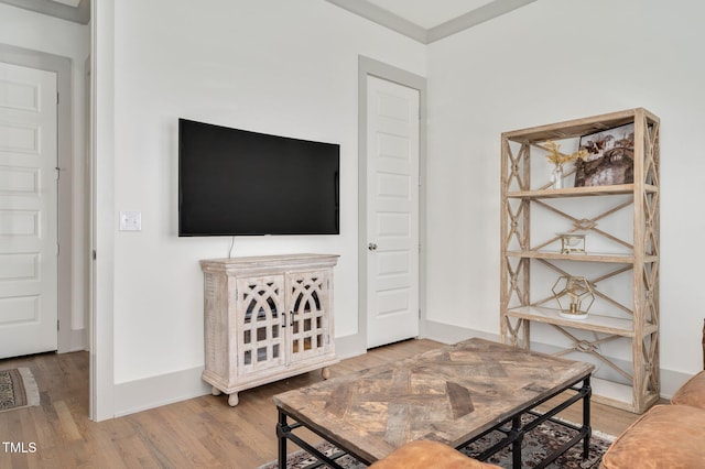 living room with hardwood / wood-style floors