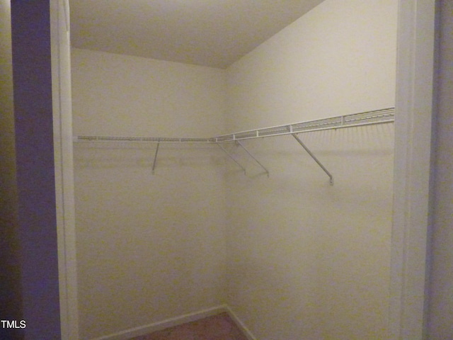 walk in closet with vaulted ceiling