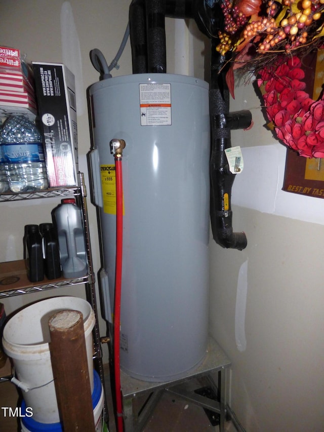 utility room featuring water heater