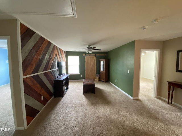 401 Lawton Dr, Haw River, NC 27258 - unfurnished room featuring attic access, carpet flooring, a ceiling fan, and baseboards