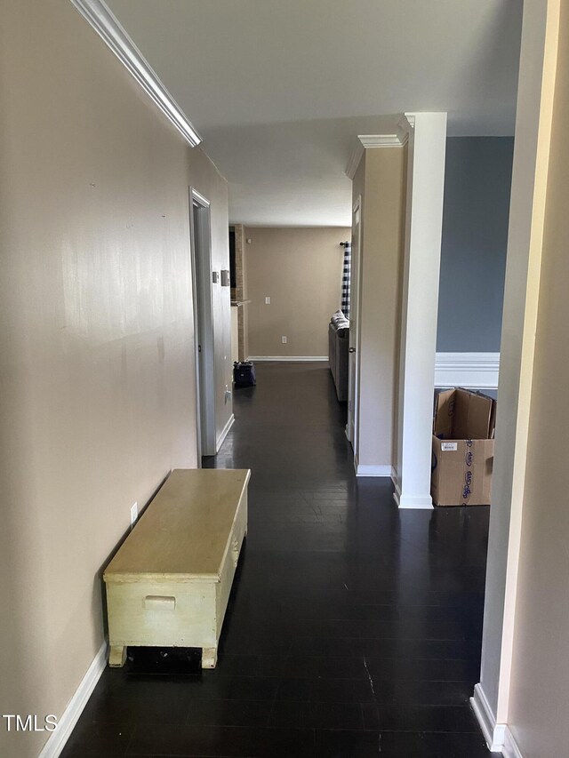 401 Lawton Dr, Haw River, NC 27258 - corridor featuring baseboards and dark wood-style floors