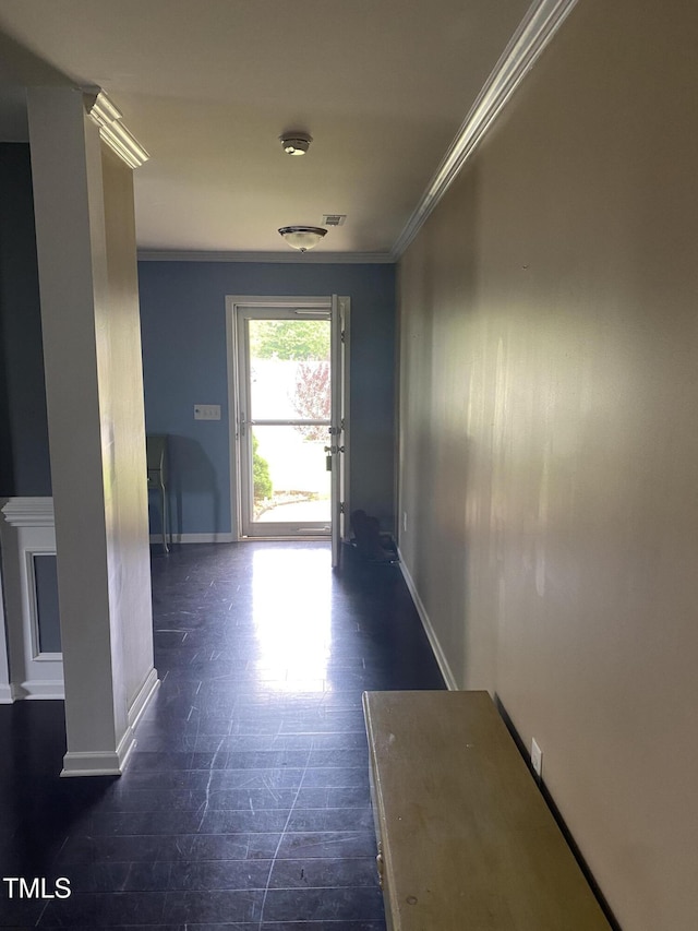 401 Lawton Dr, Haw River, NC 27258 - hallway with baseboards and crown molding