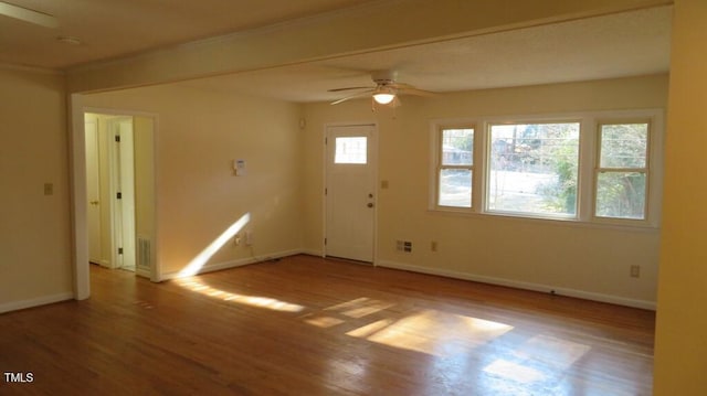 interior space featuring ceiling fan and light hardwood / wood-style flooring