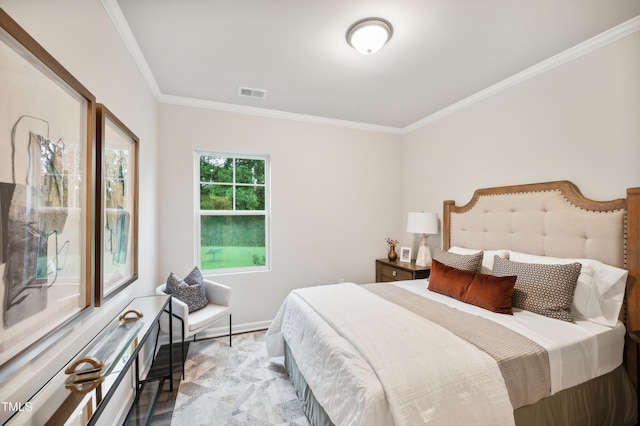 bedroom featuring crown molding