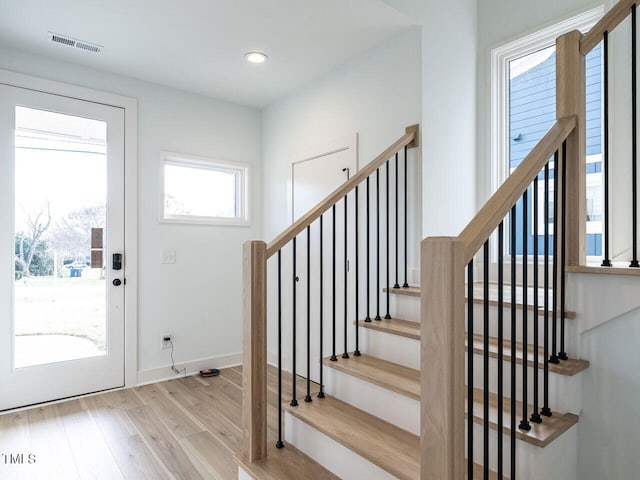 entrance foyer featuring light hardwood / wood-style flooring