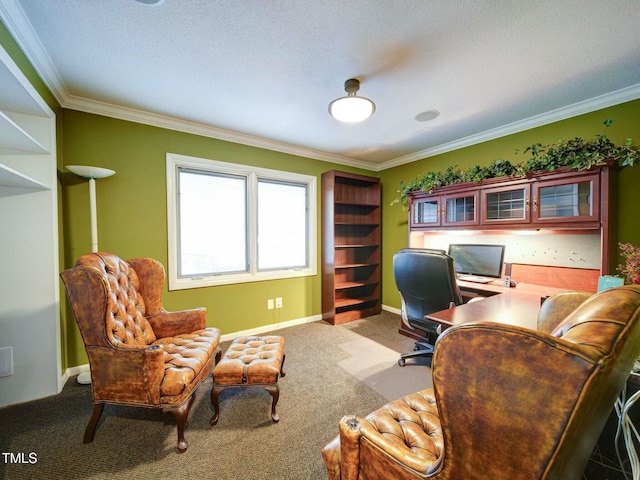 office with carpet and crown molding