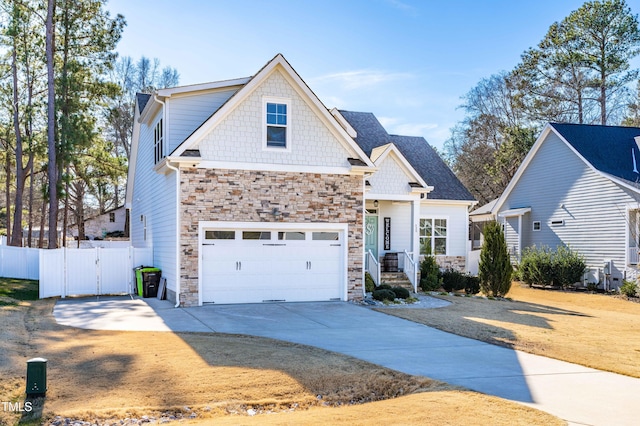 craftsman-style home featuring a garage